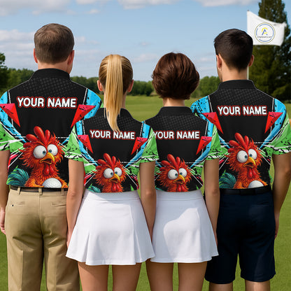 Personalized Crazy Rooster Golf Polo Green Abstract Geometric Golf Apparel For Womens NHT955