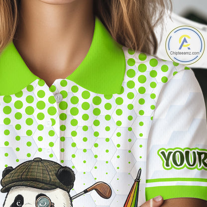 Personalized Vintage Panda Golf Polo, Performance Golf Jersey For Womens NHT957