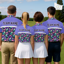 Load image into Gallery viewer, Purple Flamingo Tropical Pattern Womens Golf Polo Shirt Custom Golf Shirts For Golfer NHT584