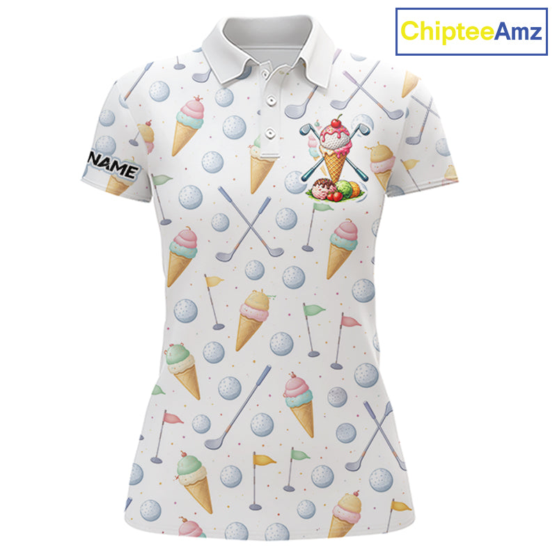 Funny Ice Cream Womens Golf Polo Shirts Jersey – Personalized Team Name Golf Shirt NHT809