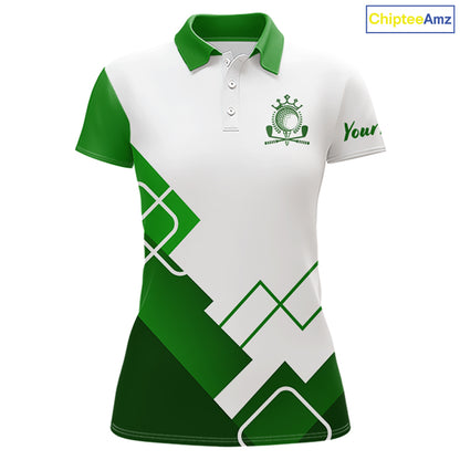 Personalized Polo Golf Shirts Custom For Womens White And Green Golf Shirts Team Golf Jersey NHT592