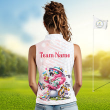 Load image into Gallery viewer, Funny Flamingo Womens Sleeveless Golf Shirt With Pattern Pink Tropical – Personalized Name &amp; Team Custom Polo NHT597