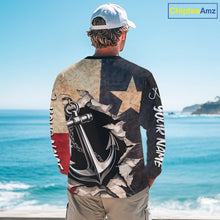 Load image into Gallery viewer, Patriotic Anchor Fishing Shirts Long Sleeve – Texas Flag Vintage Anchor Fisherman Shirt NHT610