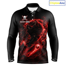 Load image into Gallery viewer, Black long-sleeve shirt with red graphic design and 'Your Name' text on a white background