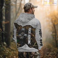 Load image into Gallery viewer, Waterfowl Duck Hunting Shirt – Gray Camo Personalized with Black Lab, Hunting Clothes NHT174