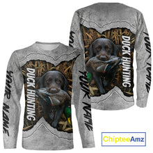 Load image into Gallery viewer, Waterfowl Duck Hunting Shirt – Gray Camo Personalized with Black Lab, Hunting Clothes NHT174