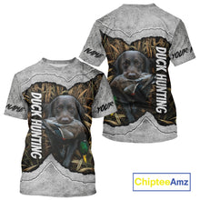 Load image into Gallery viewer, Waterfowl Duck Hunting Shirt – Gray Camo Personalized with Black Lab, Hunting Clothes NHT174