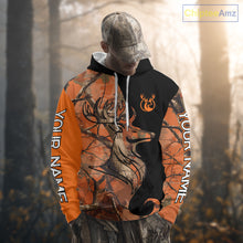 Load image into Gallery viewer, Deer Hunting Big Game Black Camo Orange Custom Name 3D All Over Print Shirts, Hunting Gift NHT267