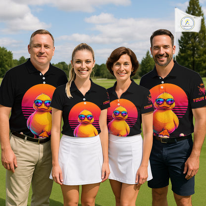 Personalized Funny Duck Cool Womens Golf Polo Shirt – Vintage Neon Golf Design NHT993