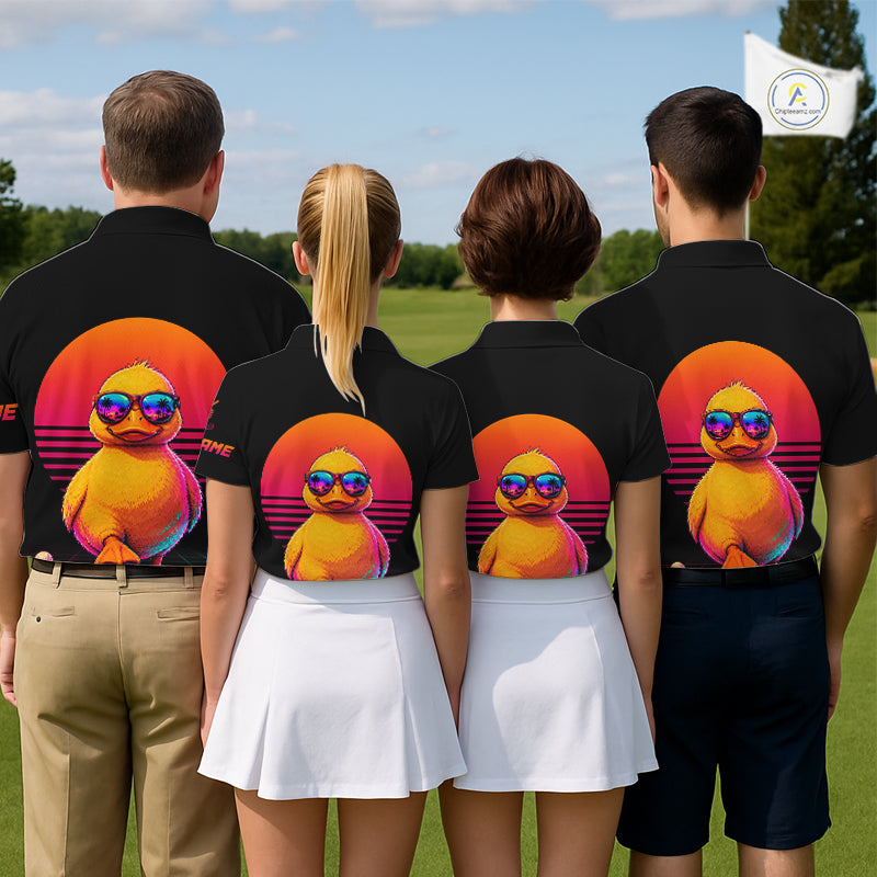 Personalized Funny Duck Cool Womens Golf Polo Shirt – Vintage Neon Golf Design NHT993