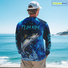 Load image into Gallery viewer, Personalized Tuna Saltwater Blue Long Sleeve Performance Fishing Shirts, Fishing Shirt Gift NHT430