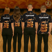 Load image into Gallery viewer, Funny Capybara Bowling Custom Polo Shirt, Quarter Zip Jersey, Personalized Team Name NHT1158