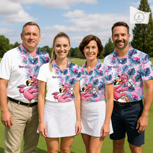 Load image into Gallery viewer, Funny Pink Flamingo Tropical With Pattern Flamingo Golf Polo Shirt Custom Golf Shirts For Womens NHT649