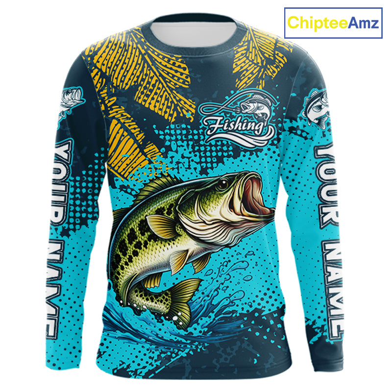 Custom Largemouth Bass Fishing Long Sleeve Tournament Shirts, Bass Fishing Shirts For Men NHT508
