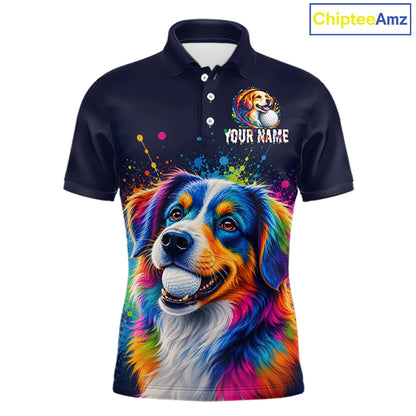 Personalized Australian Shepherd Mens Golf Polo Shirt - Custom Dog Lover Team Name Jersey