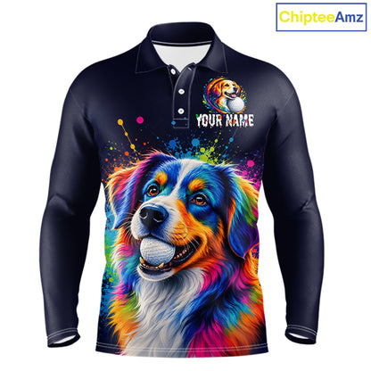 Personalized Australian Shepherd Mens Golf Polo Shirt - Custom Dog Lover Team Name Jersey NHT1011