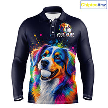 Load image into Gallery viewer, Personalized Australian Shepherd Mens Golf Polo Shirt - Custom Dog Lover Team Name Jersey NHT1011