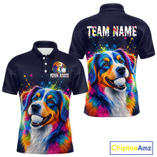 Load image into Gallery viewer, Personalized Australian Shepherd Mens Golf Polo Shirt - Custom Dog Lover Team Name Jersey