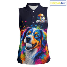 Load image into Gallery viewer, Personalized Australian Shepherd Womens Sleeveless Golf Polo Shirt - Custom Dog Lover Team Name Jersey