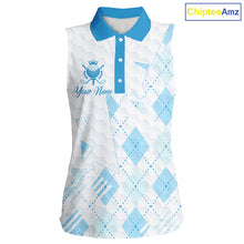 Load image into Gallery viewer, Personalized Womens Sleeveless Golf Shirt Argyle Style – Custom Name Polo, Gift For Mom, Golfer Gift Idea NHT671