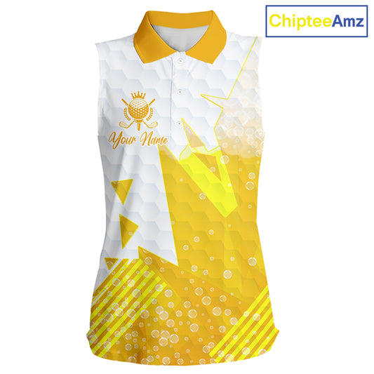 Personalized Womens Sleeveless Golf Shirt Beer Style – Custom Name Polo, Gift For Mom, Golfer Gift Idea NHT672