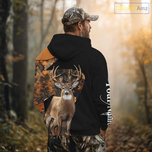 Load image into Gallery viewer, Deer Hunting Shirt Black Camo Orange 3D Custom Name, Season Deer Hunting NHT295