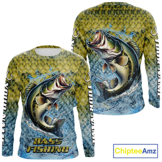 Largemouth Bass Fishing Shirts Long Sleeve, Beautiful Bass Fishing Shirts For Men NHT403