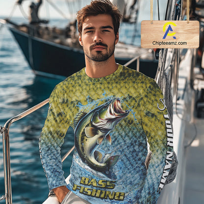 Largemouth Bass Fishing Shirts Long Sleeve, Beautiful Bass Fishing Shirts For Men NHT403