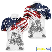Load image into Gallery viewer, Patriotic Golf Polo Shirt – USA Flag Skull Flamingo Golfer Funny Golf Outfit For Men NHT780