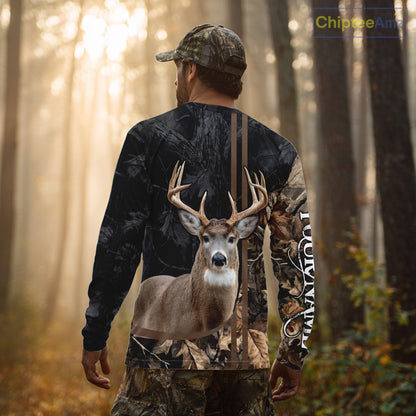 Personalized Deer Hunting Black Brown Camo Shirts,  Whitetail Deer Hunting Gift NHT311