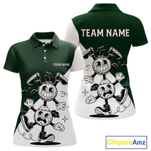 Load image into Gallery viewer, Green White Funny Golf Ball Pattern Womens Golf Polo Shirts Custom Golf Outfits Ladies, Green Golf Tops NHT785