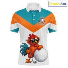 Load image into Gallery viewer, Personalized Cool Rooster Golf Polo Shirt Custom Name Funny Chicken Golf Shirt