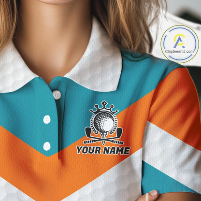 Personalized Cool Rooster With Sunglasses Womens Golf Polo - Custom Name Funny Chicken Golf Shirt NHT954