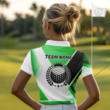 Load image into Gallery viewer, Green And White Golf Ball Golf Polo Shirts Custom Golf Clothing , Golf Gifts For Womens NHT591