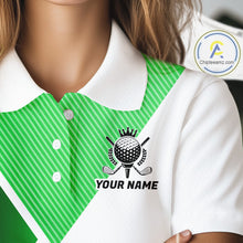 Load image into Gallery viewer, Green And White Golf Ball Golf Polo Shirts Custom Golf Clothing , Golf Gifts For Womens NHT591