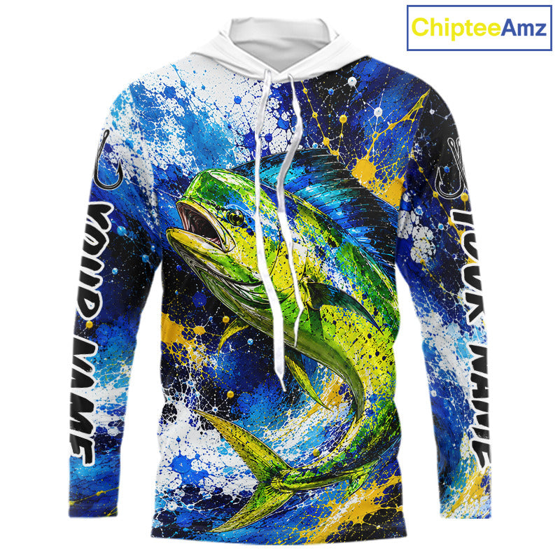 Custom Mahi Mahi Fishing Jersey – Saltwater Fishing Shirt Long Sleeve Hooded For Men