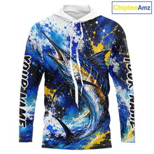 Load image into Gallery viewer, Custom Marlin Fishing Jersey – Saltwater Fishing Shirt Long Sleeve Hooded For Men