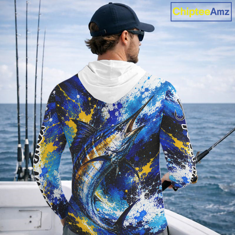 Custom Marlin Fishing Jersey – Saltwater Fishing Shirt Long Sleeve Hooded For Men