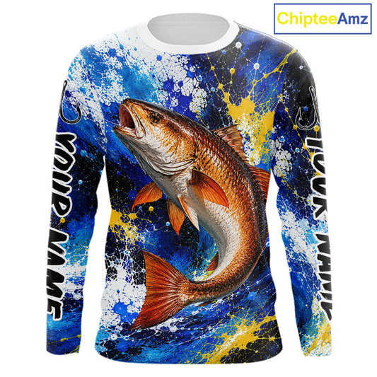 Custom Redfish Fishing Jersey – Saltwater Fishing Shirt Long Sleeve For Men