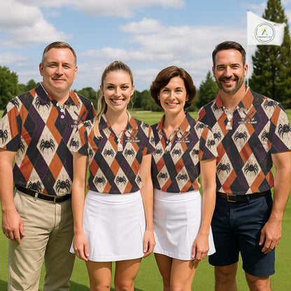 Halloween Spider Women Golf Polo Shirt Custom Name Personalized Team Argyle Golf Jersey NHT1300