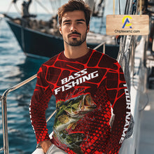 Load image into Gallery viewer, Largemouth Bass Fishing, Fishing Shirts Long Sleeve Scale, Fishing Gift |Red NHT391