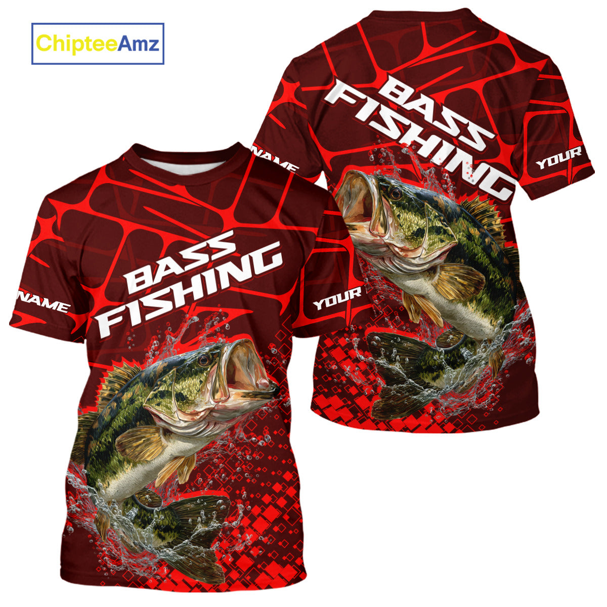 Largemouth Bass Fishing, Fishing T-Shirts Scale, Fishing Gift |Red NHT391