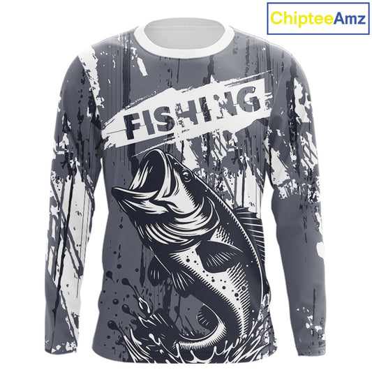 Bass Fishing Gray Camo Custom Name, Personalized Bass Fishing Jerseys For Men NHT493