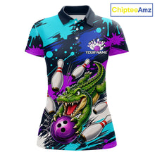Load image into Gallery viewer, Custom Angry Alligator Bowling Jersey For Women, Bowling Uniform Bowling Team Shirts 