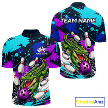 Load image into Gallery viewer, Colorful shirt with a dragon and bowling design, featuring the brand 'ChipteeAmz'.