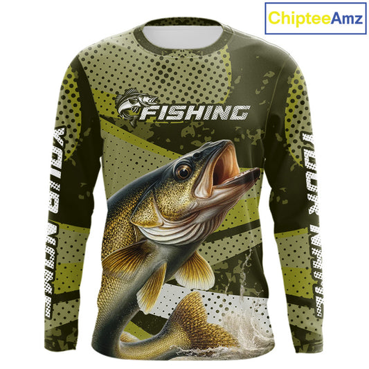 Walleye Fishing Custom Performance Fishing Shirts, Walleye Fishing Jerseys For Men NHT500