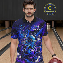 Load image into Gallery viewer, Men's Personalized Octopus Bowling Polo Shirt &amp; Quarter Zip Pullover – Custom Team Bowling Jersey NHT1174