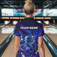 Load image into Gallery viewer, Women's Personalized Octopus Bowling Polo Shirt &amp; Quarter Zip Pullover – Custom Team Bowling Jersey NHT1174