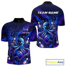 Load image into Gallery viewer, Men's octopus bowling quarter zip pullover – lightweight breathable custom jersey