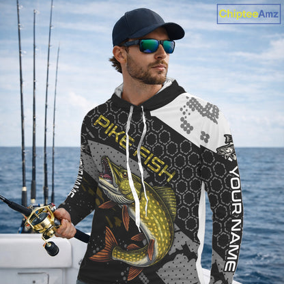 Custom Pike Long Sleeve Fishing Shirts For Men, Design Pike Fishing Jerseys NHT446